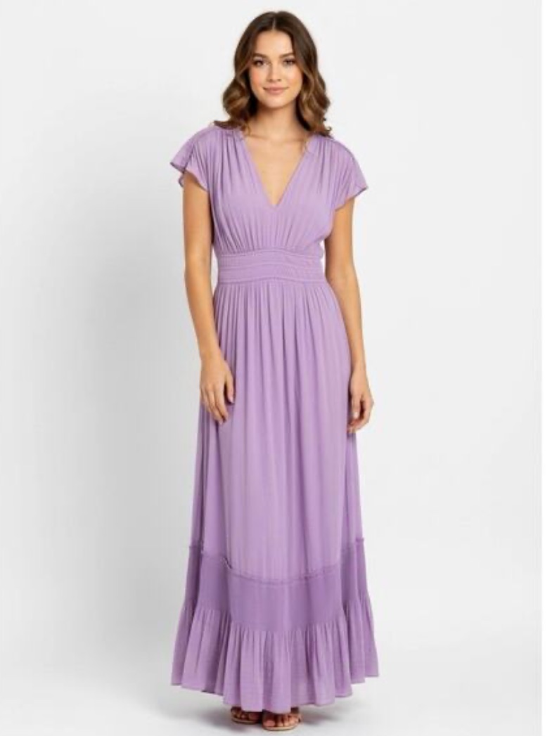 Ramy Brook Lilac Cymone V-Neck Maxi Dress